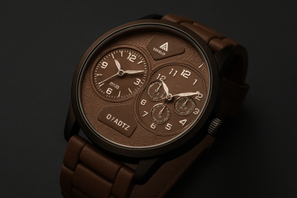 Brown Dual-Dial Quartz Wristwatch - Premium Design