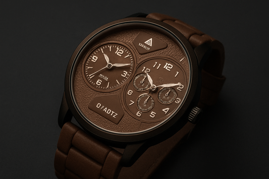 Brown Dual-Dial Quartz Wristwatch - Premium Design