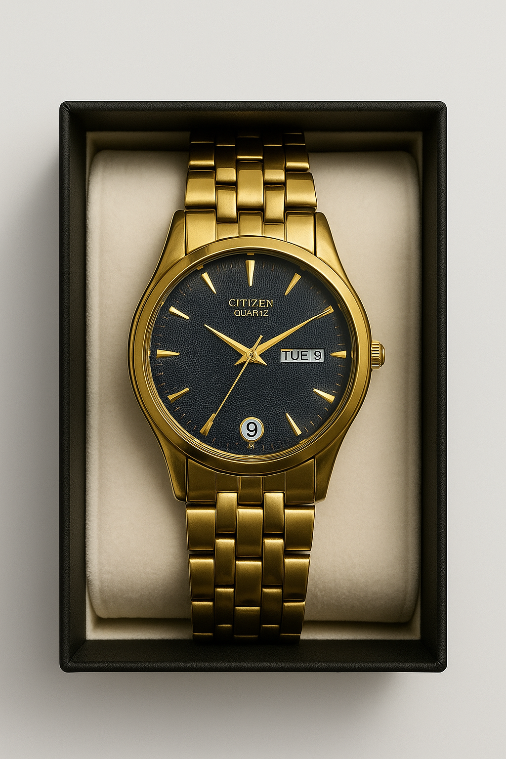 Citizen Quartz Gold-Tone Men’s Wristwatch – Classic Analog with Day And Date Display