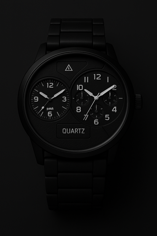 Black Dual-Dial Quartz Wristwatch - Premium Design
