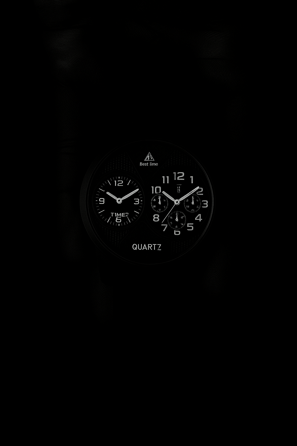 Black Dual-Dial Quartz Wristwatch - Premium Design