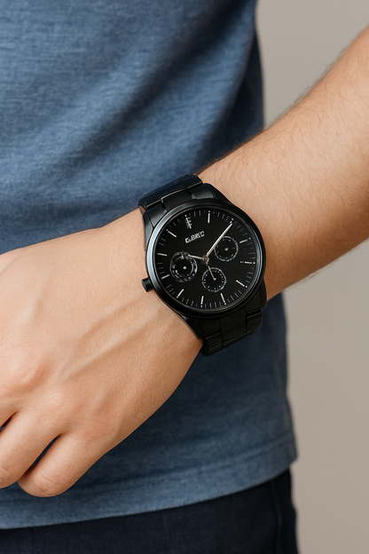 Black Stainless Steel Wrist Watch – Fashion & Casual